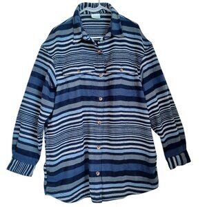 Columbia Calico Basin Shirt Jacket Shacket‎ Blue Stripes Women X Large